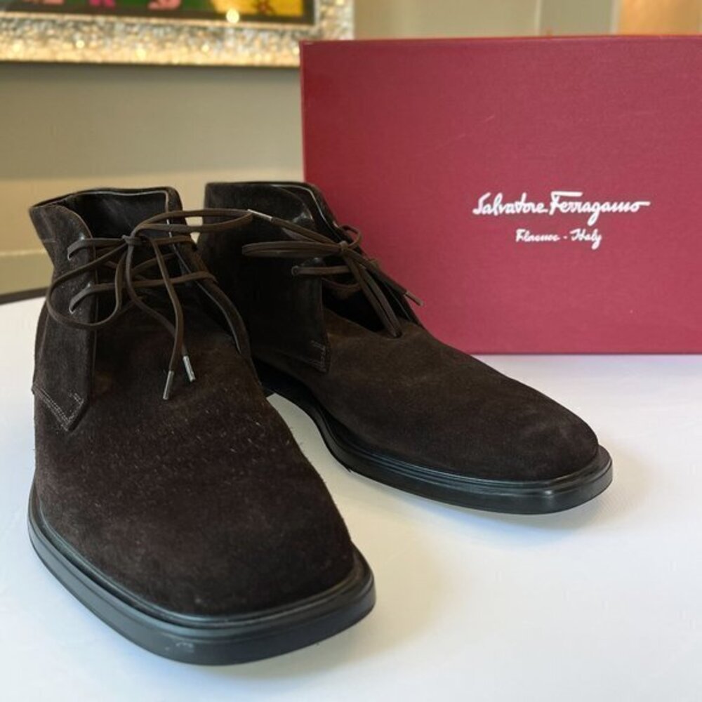 Salvatore Ferragamo Men's Brown Suede Chukka Boot - Size 10 "D"